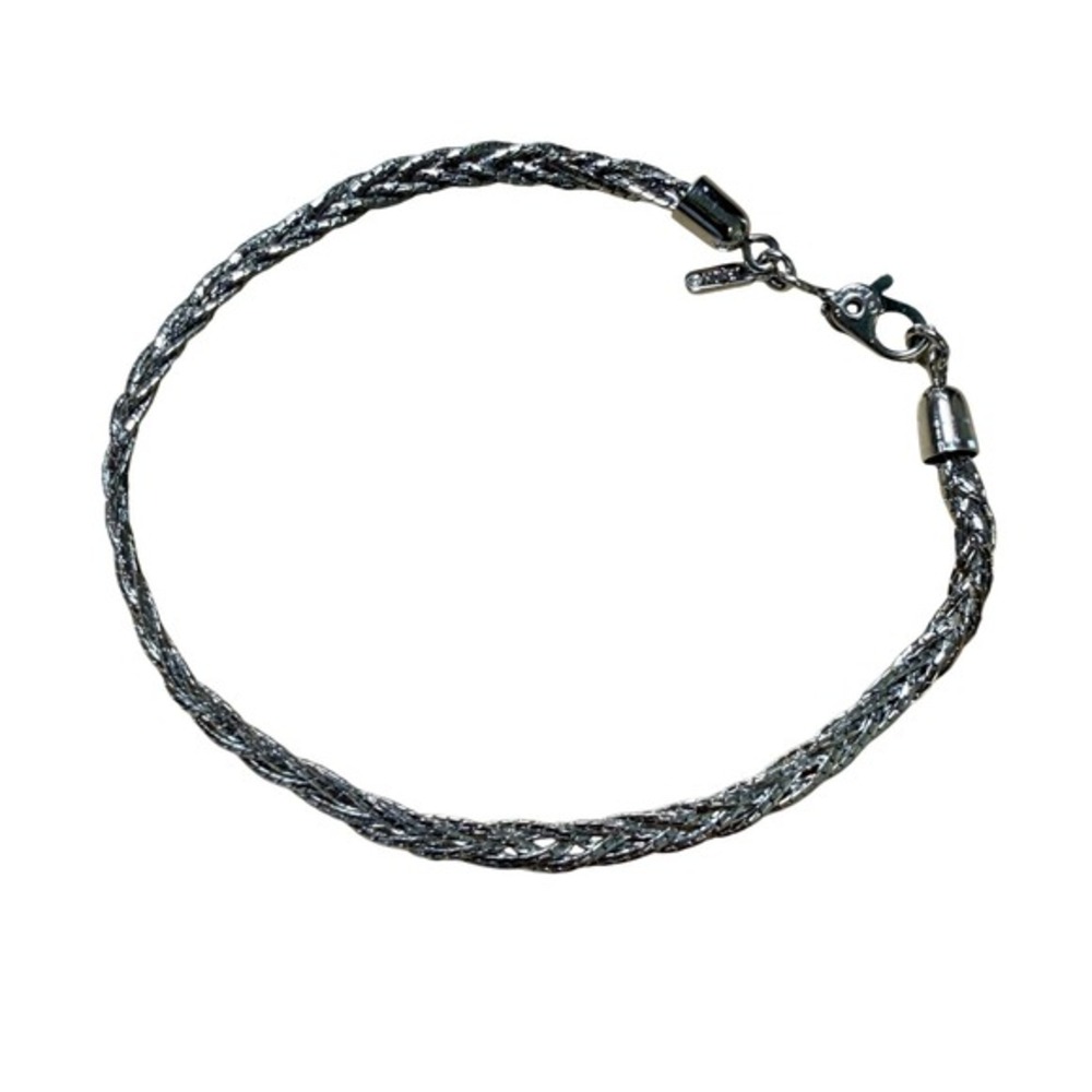 Monet Braided Wheat Chain Bracelet Silver‎ Tone Vintage Jewelry 7 Inch